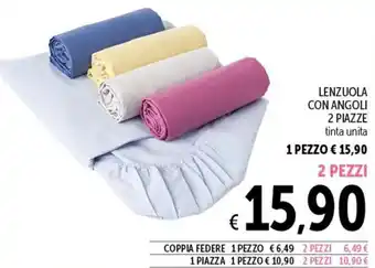 Spazio Conad LENZUOLA CON ANGOLI 2 PIAZZE 2 pezzi offerta