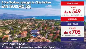 Esselunga HOTEL CLUB LE ROSE 4* offerta