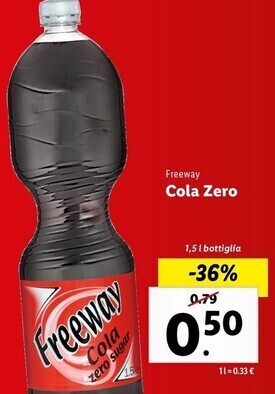 Lidl Freeway cola zero offerta