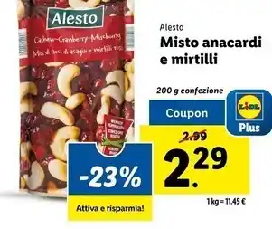 Lidl Alesto misto anacardi e mirtilli offerta