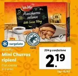 Lidl Sol & mar mini churros ripieni offerta