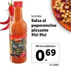 Lidl Sol & mar salsa al peperoncino piccante piri piri offerta
