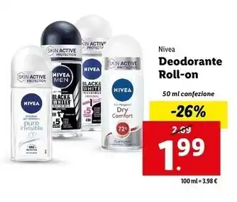 Lidl Nivea deodorante roll - on offerta