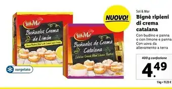 Lidl Sol & mar bignè ripieni di crema catalana offerta