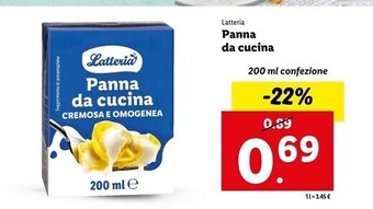 Lidl Latteria - panna da cucina offerta