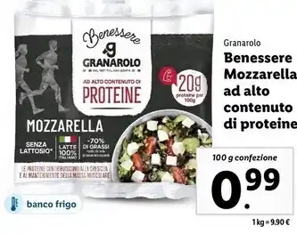 Lidl Granarolo benessere mozzarella ad alto contenuto di proteine offerta