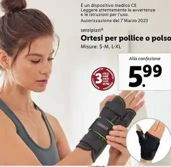 Lidl Sensiplast ortesi per pollice o polso offerta