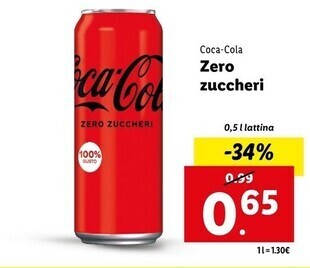 Lidl Coca cola zero zuccheri offerta