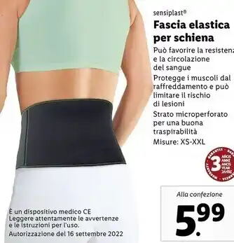 Lidl Sensiplast fascia elastica per schiena offerta