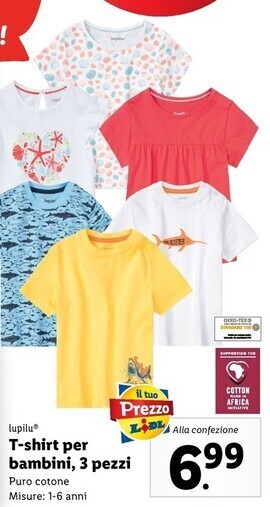 Lidl Lupilu t - shirt per bambini, 3 pezzi offerta