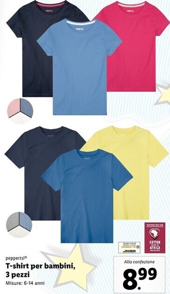 Lidl Pepperts - t-shirt per bambini, 3 pezzi offerta