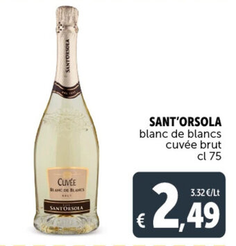 Deco Supermercati SANT'ORSOLA blanc de blancs cuvée brut cl 75 offerta