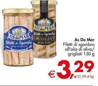 Deco Supermercati As Do Mar Filetti di sgombro all'olio di oliva/ grigliati 150 g offerta