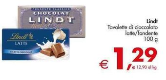 Deco Supermercati Lindt Tavolette di cioccolato latte/fondente 100 g offerta