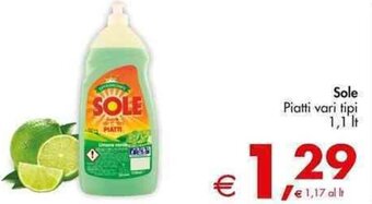 Deco Supermercati Sole Piatti vari tipi 1,1 lt offerta