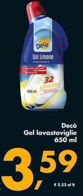 Deco Supermercati Deco Gel lavastoviglie 650 ml offerta