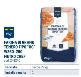 Metro METRO CHEF FARINA DI GRANO TENERO TIPO "00" sacco 25 kg offerta