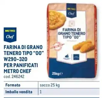 Metro FARINA DI GRANO TENERO TIPO "00" W290-320 PER PANIFICATI METRO CHEF sacco 25 kg offerta
