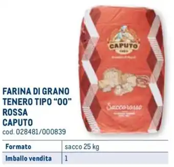 CAPUTO FARINA DI GRANO TENERO TIPO "00" ROSSA sacco 25 kg 1