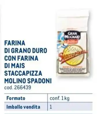FARINA DI GRANO DURO CON FARINA DI MAIS STACCAPIZZA MOLINO SPADONI cod. 266439 conf. 1 kg