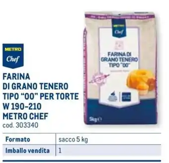 Metro METRO Chef FARINA DI GRANO TENERO TIPO "00" PER TORTE sacco 5 kg offerta