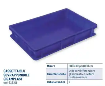CASSETTA BLU SOVRAPPONIBILE GIGANPLAST