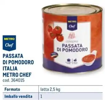 PASSATA DI POMODORO ITALIA METRO CHEF latta 2,5 kg
