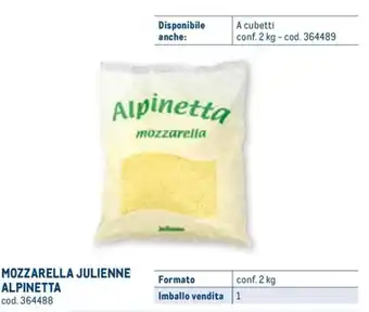 Metro MOZZARELLA JULIENNE ALPINETTA conf. 2 kg offerta