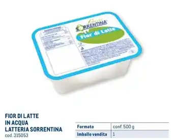 Metro FIOR DI LATTE IN ACQUA LATTERIA SORRENTINA conf. 500 g offerta