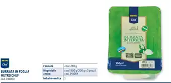 METRO CHEF BURRATA IN FOGLIA conf. 900 g (300 g x 3 pezzi)