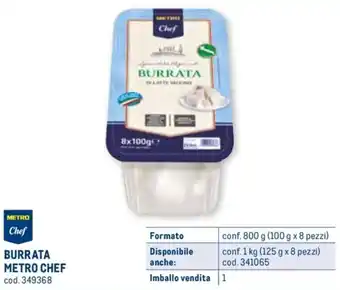 BURRATA METRO CHEF conf. 800 g (100 g x 8 pezzi)