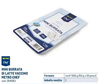 Metro MINI BURRATA DI LATTE VACCINO METRO CHEF conf. 500 g (50 g x 10 pezzi) offerta