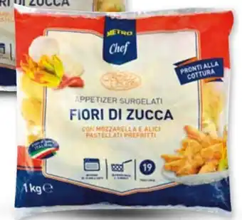 Metro FIORI DI ZUCCA CON MOZZARELLA E ALICI PASTELLATI SURGELATI METRO CHEF conf. 1 kg (19 pezzi) offerta