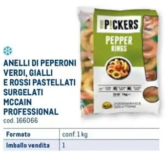 Metro ANELLI DI PEPERONI VERDI, GIALLI E ROSSI PASTELLATI SURGELATI MCCAIN PROFESSIONAL conf. 1 kg offerta