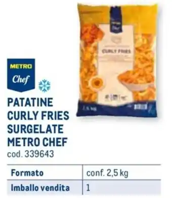 Metro PATATINE CURLY FRIES SURGELATE METRO CHEF conf. 2,5 kg offerta