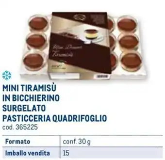 PASTICCERIA QUADRIFOGLIO MINI TIRAMISÙ IN BICCHIERINO conf. 30 g