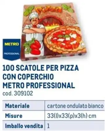 100 SCATOLE PER PIZZA CON COPERCHIO METRO PROFESSIONAL 33(1)x33(p)x3(h) cm