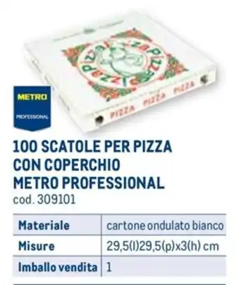100 SCATOLE PER PIZZA CON COPERCHIO METRO PROFESSIONAL 29,5(0)29,5(p)x3(h) cm