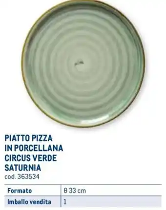 Metro PIATTO PIZZA IN PORCELLANA CIRCUS VERDE SATURNIA Ø 33 cm offerta