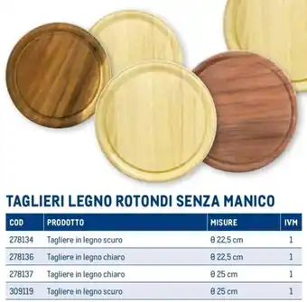 Tagliere in legno chiaro Ø 22,5 cm