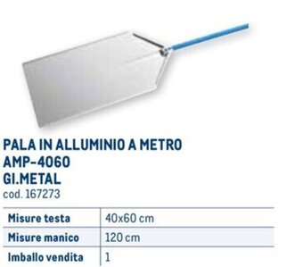 Metro PALA IN ALLUMINIO A METRO 40x60 cm 120 cm offerta