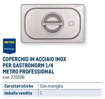 Metro COPERCHIO IN ACCIAIO INOX PER GASTRONORM 1/4 METRO PROFESSIONAL offerta