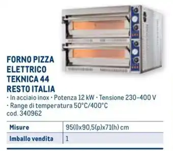 FORNO PIZZA ELETTRICO TEKNICA 44 RESTO ITALIA