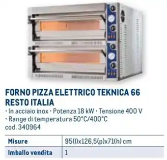 FORNO PIZZA ELETTRICO TEKNICA 66 RESTO ITALIA