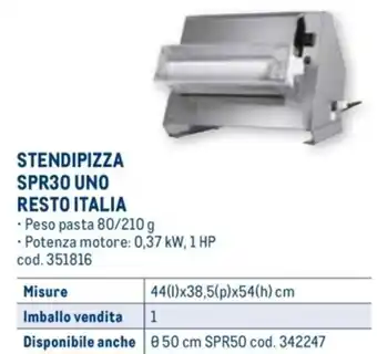 Metro STENDIPIZZA SPR30 UNO RESTO ITALIA offerta