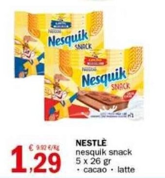 Crai NESTLÈ nesquik snack 5 x 26 gr offerta