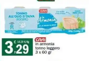 Crai CRAI in armonia tonno leggero 3 TONNO ALL'OLIO D'OLIVA LEGGERO offerta
