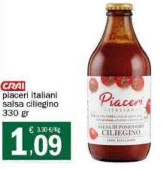Crai CRAI piaceri italiani salsa ciliegino 330 gr offerta