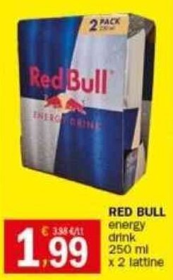 Crai RED BULL energy drink 250 ml x 2 lattine offerta
