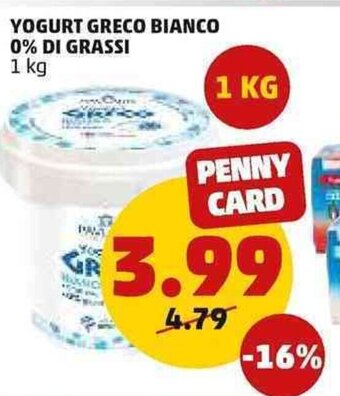 PENNY YOGURT GRECO BIANCO 0% DI GRASSI 1 kg offerta